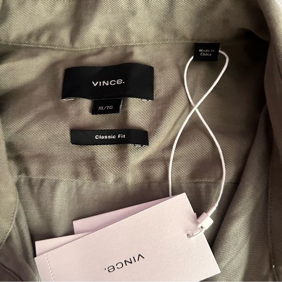 Vince Men's Casual Olive Button Down Shirt - Picture 3 of 4